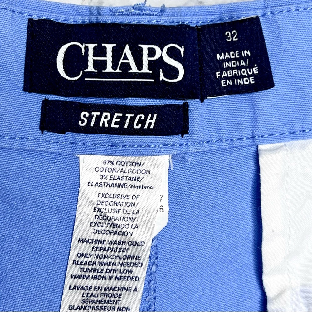 Chaps Mens Blue Y2K Flat Front Stretch Chino Shorts Size 32 - Picture 6 of 7